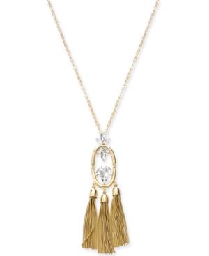 I.n.c. Gold-tone Crystal & Chain Tassels Pendant Necklace, 30 + 3 Extender, Created For Macy's