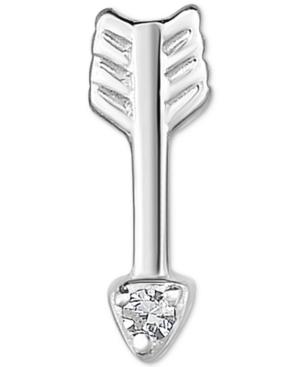 Diamond Accent Arrow Single Stud Earring In 14k White Gold