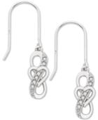 Diamond Heart Drop Earrings (1/10 Ct. T.w.) In Sterling Silver