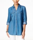 Style & Co Button-front Denim Shirt, Only At Macy's