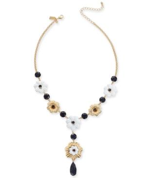 Kate Spade New York Gold-tone Stone & Flower Lariat Necklace