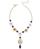 Kate Spade New York Gold-tone Stone & Flower Lariat Necklace