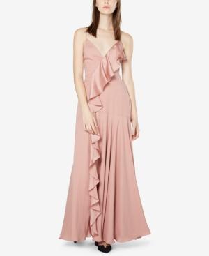 Fame And Partners Ruffled Open-back Gown