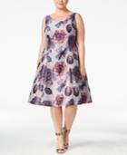 Adrianna Papell Plus Size Floral-print Fit & Flare Dress