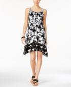 Style & Co. Petite Sleeveless Printed Handkerchief-hem Dress, Only At Macy's