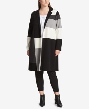 Calvin Klein Plus Size Colorblocked Sweater Topper Jacket