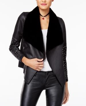 Xoxo Juniors' Draped Faux-leather Jacket