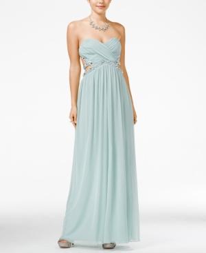 City Studios Juniors' Jeweled Strapless Gown
