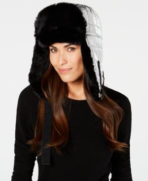 Dkny Quilted Puffer Faux-fur Trapper Hat, Created For Macy's
