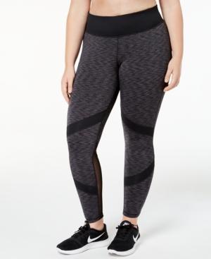 Ideology Plus Size Printed Mesh-trimmed Ankle Leggings, Created For Macy's