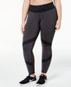 Ideology Plus Size Printed Mesh-trimmed Ankle Leggings, Created For Macy's