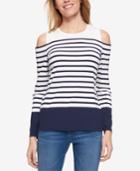 Tommy Hilfiger Striped Cold-shoulder Top, Created For Macy's