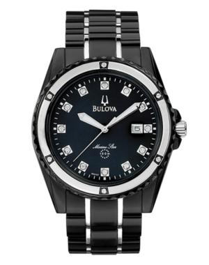 Bulova Watch, Men's Marine Star Diamond Accent Two Tone Stainless Steel Bracelet 42mm 98d107