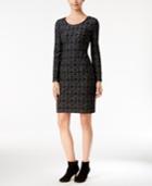 Inc International Concepts Faux-leather-trim Jacquard Sheath Dress, Only At Macy's