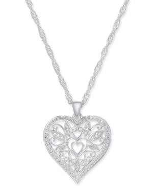 Giani Bernini Filigree Heart Pendant Necklace In Sterling Silver, 18 + 2 Extender, Created For Macy's