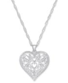 Giani Bernini Filigree Heart Pendant Necklace In Sterling Silver, 18 + 2 Extender, Created For Macy's