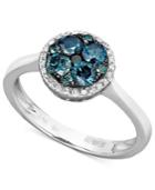 Bella Bleu By Effy Diamond Blue And White Diamond Circle (3/4 Ct. T.w.) In 14k White Gold