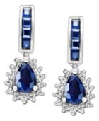 14k White Gold Earrings, Sapphire (2-1/2 Ct. T.w.) And Diamond (1/4 Ct. T.w.) Teardrop