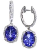 Tanzanite (3-3/8 Ct. T.w.) And Diamond (1/3 Ct. T.w.) Hoop Earrings In 14k White Gold, Created For Macy's