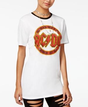 Hybrid Juniors' Ac/dc Graphic Ringer Tunic T-shirt