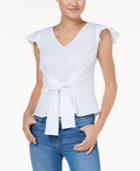 Bcx Juniors' Tie-waist Flutter-sleeve Top