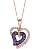 Le Vian Princess Alexandra White Sapphire (1/2 Ct. T.w.) And Amethyst (1/3 Ct. T.w.) Heart Pendant Necklace In 14k Rose Gold