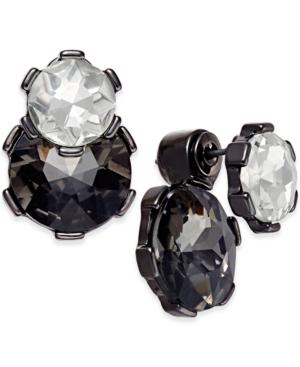 Bar Iii Hematite-tone Black And Clear Crystal Ear Jacket Earrings, Only At Macy's
