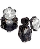 Bar Iii Hematite-tone Black And Clear Crystal Ear Jacket Earrings, Only At Macy's