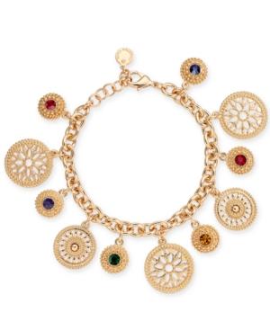 Charter Club Gold-tone Multi-stone Disc Charm Bracelet, Created For Macy's