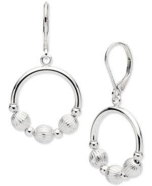 Nine West Silver-tone Beaded Gypsy Hoop Earrings