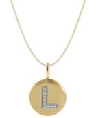 14k Gold Necklace, Diamond Accent Letter L Disk Pendant