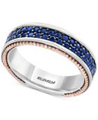 Effy Men's Sapphire Band (1-1/2 Ct. T.w.) In Sterling Silver, 18k Rose Gold And Black Rhodium