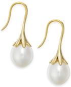Cultured Freshwater Pearl Drop Earrings In 14k White Or Yellow Gold