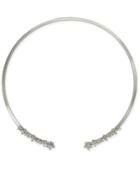 I.n.c. International Concepts Silver-tone Crystal Cluster Flower 17 Cuff Collar Necklace, Created For Macy's