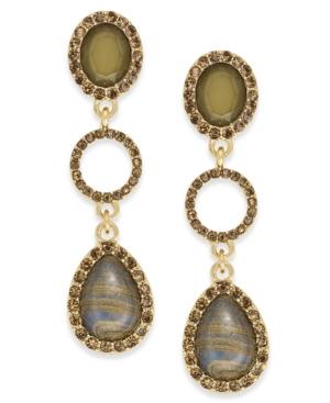 Inc International Concepts Gold-tone Multi-stone Triple-drop Earrings, Created For Macy's