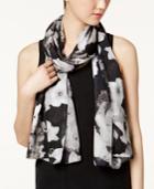 Calvin Klein Shadow-stripe Floral Scarf