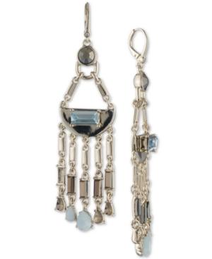 Dkny Gold-tone Colored Stone Chandelier Earrings, Created For Macy's