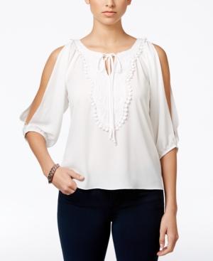Bcx Junior's Cold-shoulder Keyhole Peasant Blouse