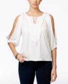 Bcx Junior's Cold-shoulder Keyhole Peasant Blouse