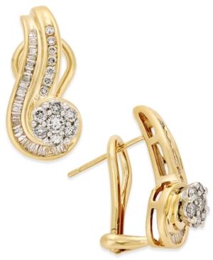 Diamond Swirl Earrings (3/4 Ct. T.w.) In 14k Yellow And White Gold
