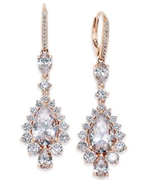 Danori Cubic Zirconia Bliss Pear Drop Earrings In Rose Gold-plated Brass, Only At Macy's