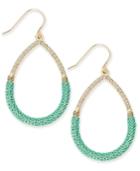 Abs By Allen Schwartz Gold-tone Teal Wire-wrapped Teardrop Earrings