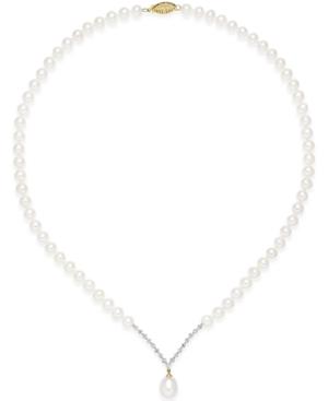 Cultured Freshwater Pearl (8mm) And Diamond Accent Necklace In 14k Gold