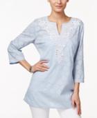 Charter Club Embroidered Sequined Tunic, Only At Macy's