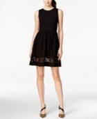 Bar Iii Lace-inset Fit-and-flare Dress, Only At Macy's