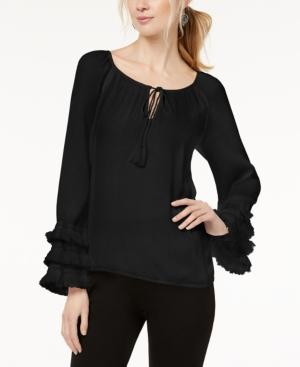 Inc International Concepts Fringe-trim Peasant Top, Created For Macy's