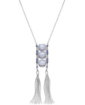 Inc International Concepts Silver-tone Beaded Tassel Pendant Necklace, Only At Macy's