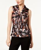 Nine West Printed Tie-neck Shell