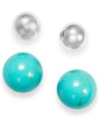 Manufactured Turquoise And Ball Stud Set In Sterling Silver (6-1/2 Ct. T.w.)