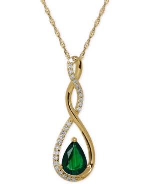 Birthstone And Diamond (1/10 Ct. T.w.) Pendant Necklace In 14k White Or Yellow Gold